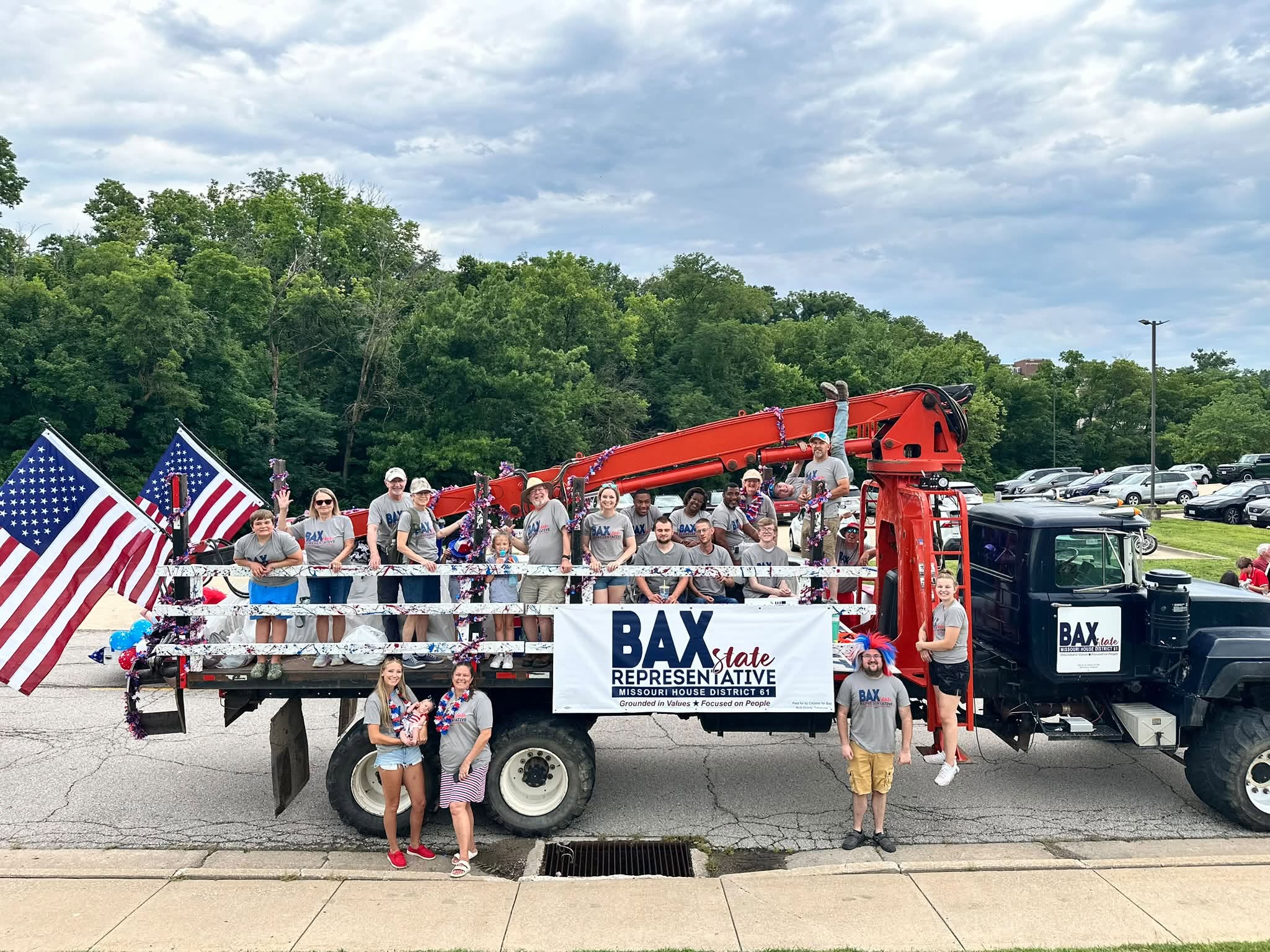 Stacy Bax campaign supporters at a Fourth of July parade in Missouri House District 61